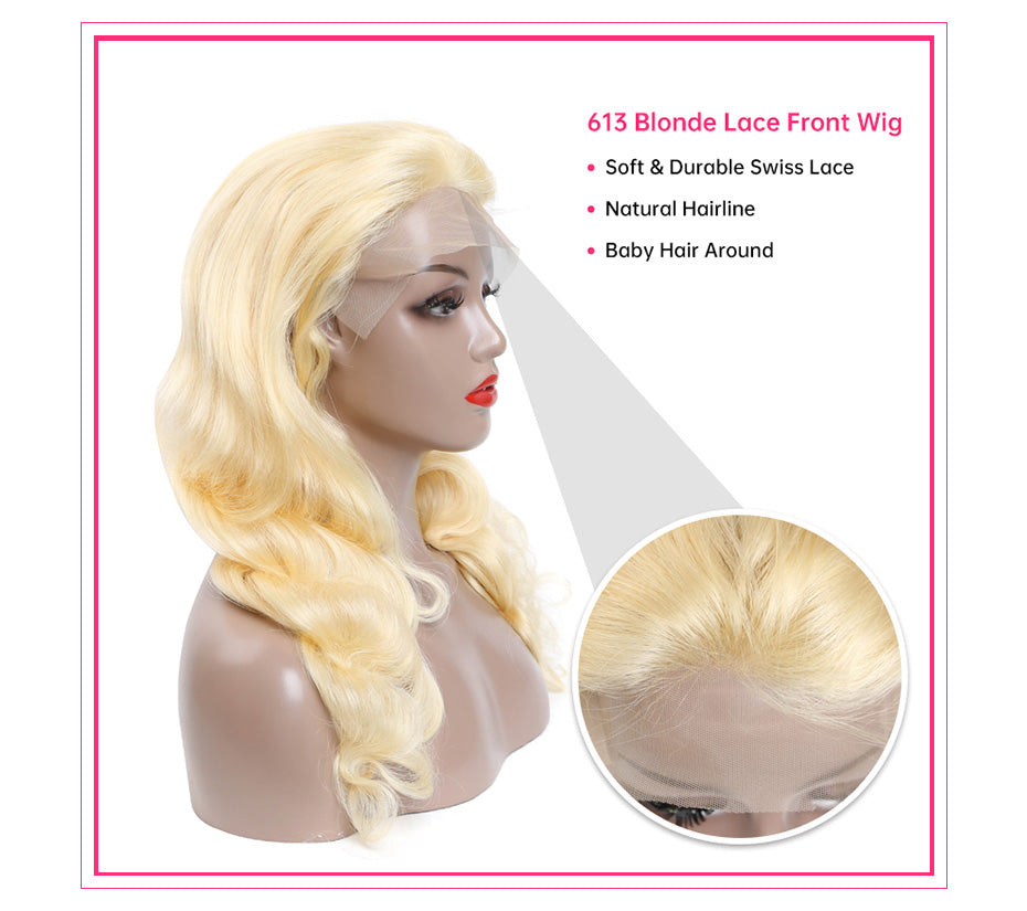 #613 Blonde 13x4 HD Lace Front Wigs-Body Wave Human Hair Blonde Wigs #613 Blonde 13x4 HD Lace Front Wigs-Body Wave Human Hair Blonde Wigs - 26inch