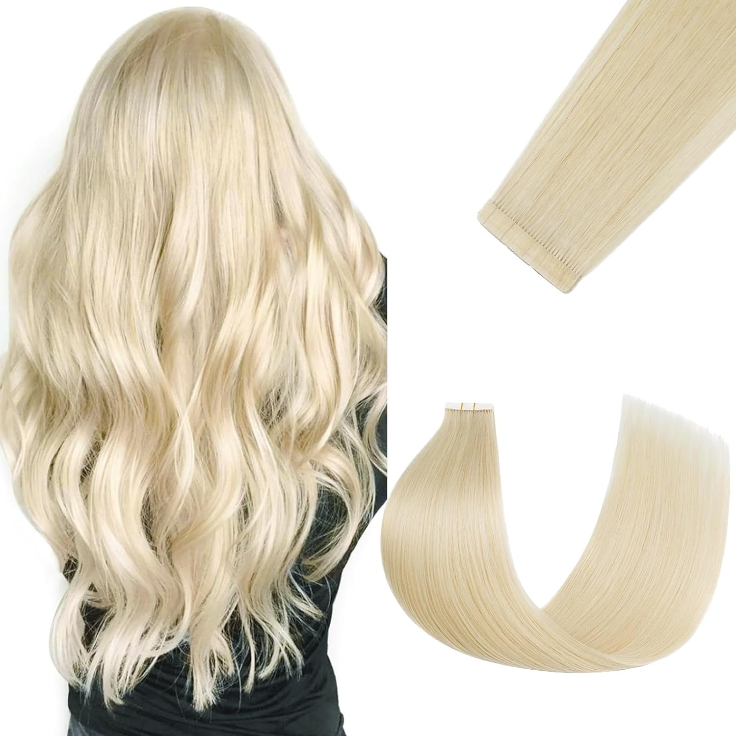10A Blonde Straight Tape Ins Human Hair Extension #613 10A Blonde Straight Tape-In Hair Extension #613 16