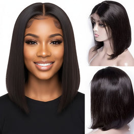 Remy Straight 13"X 4"Lace Frontal Bob Wig Natural 10 Inch