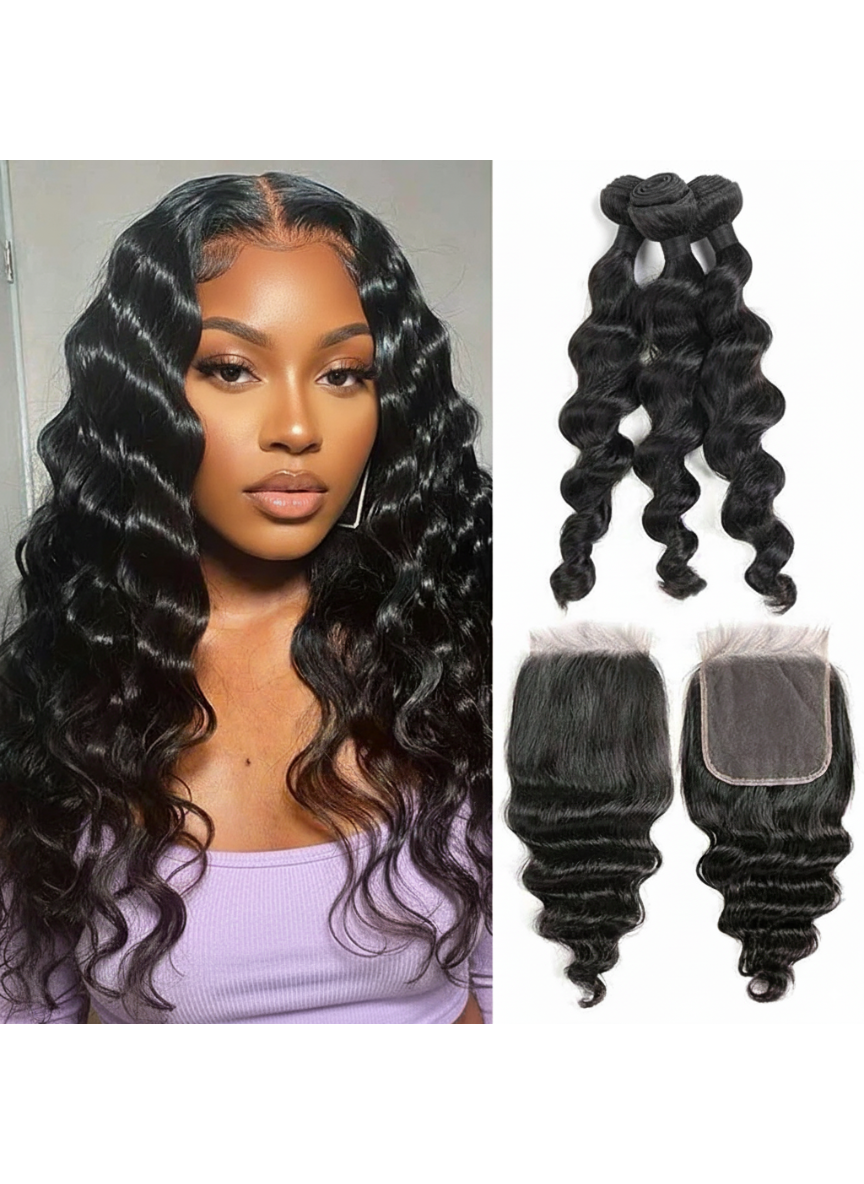 3 Bundle Loose Wave Set w/ Closure 3 Bundle Loose Wave Set w/ Closure