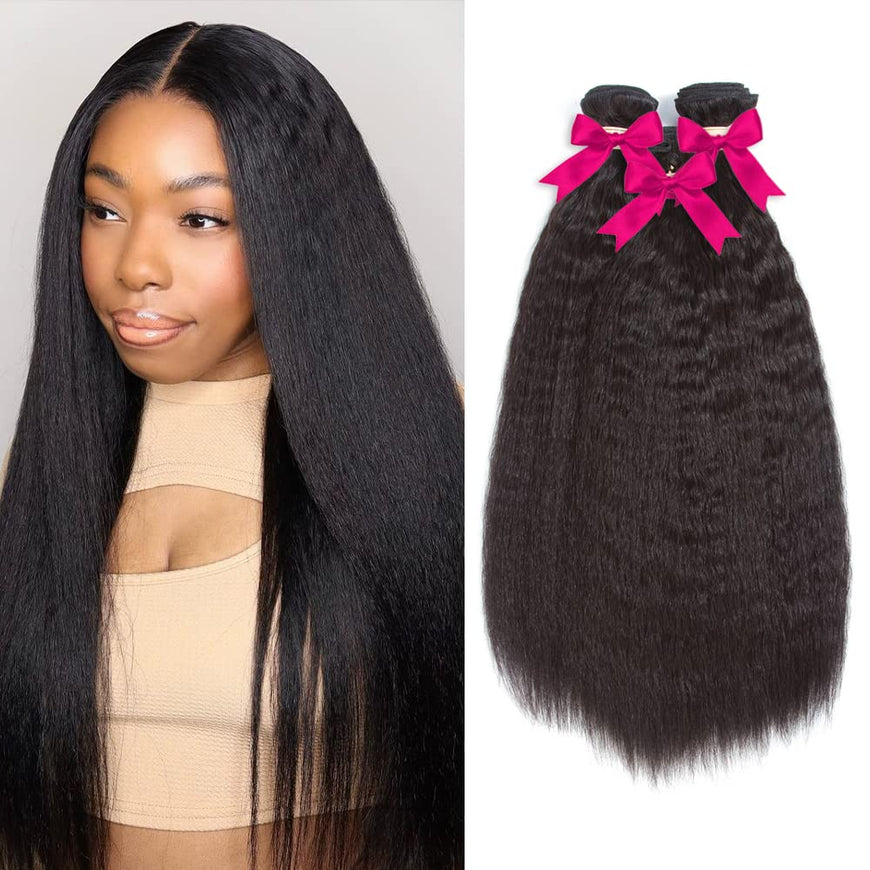 Malaysian Kinky Straight Hair 3 Bundle Pack