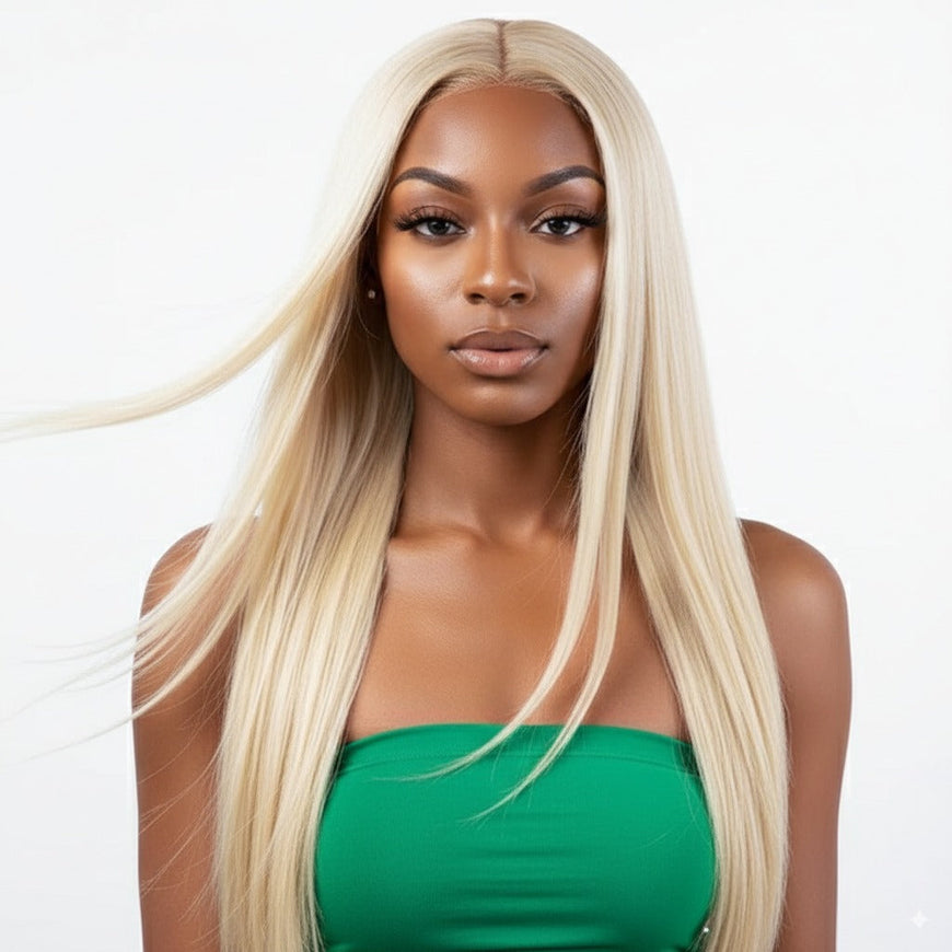 9A Malaysian Straight Human Hair Extension Platinum Blonde