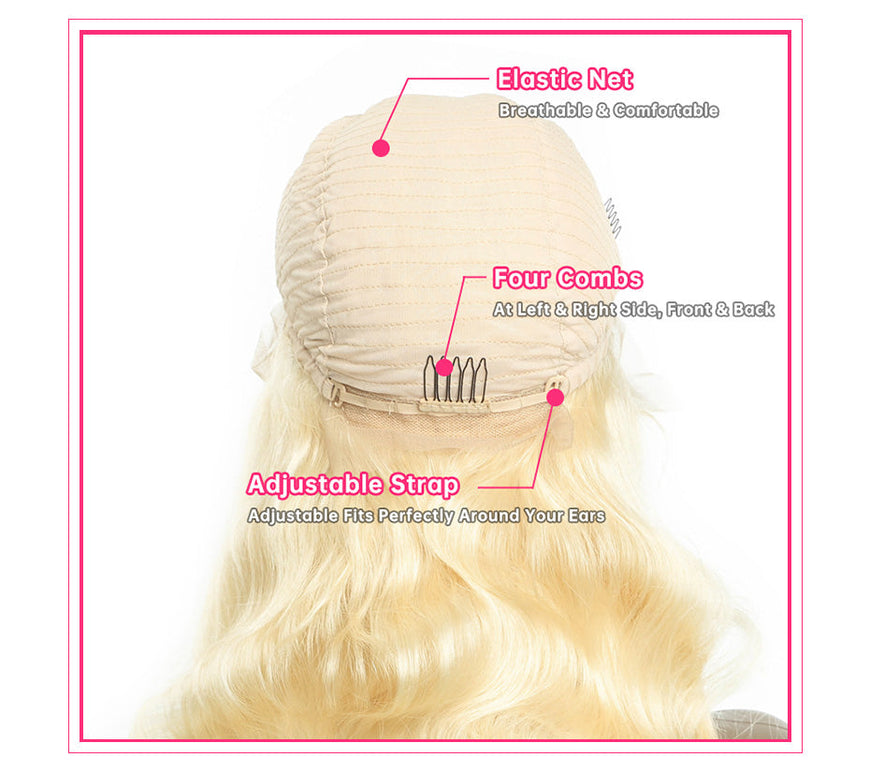 #613 Blonde 13x4 HD Lace Front Wigs-Body Wave Human Hair Blonde Wigs - 24inch