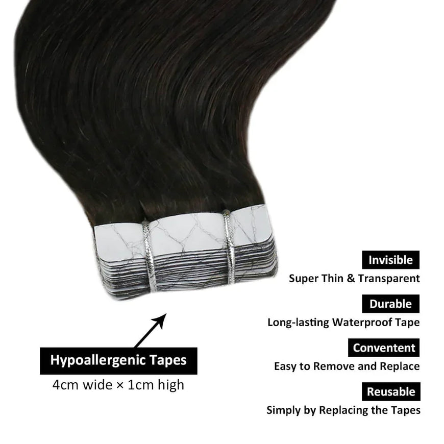 9A Straight Tape-In Human Hair Extension Natural