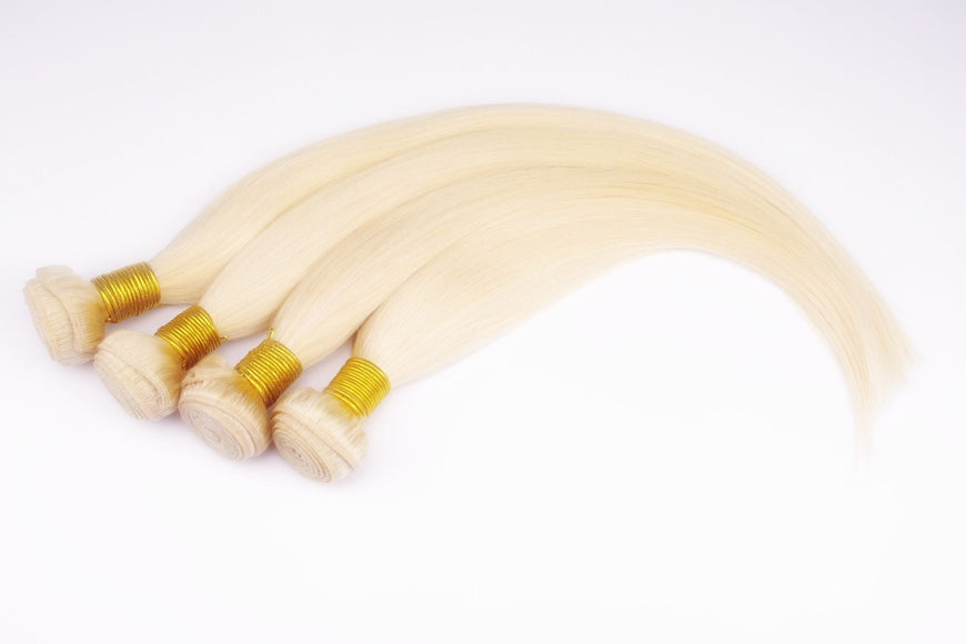 9A Malaysian Straight Human Hair Extension Platinum Blonde