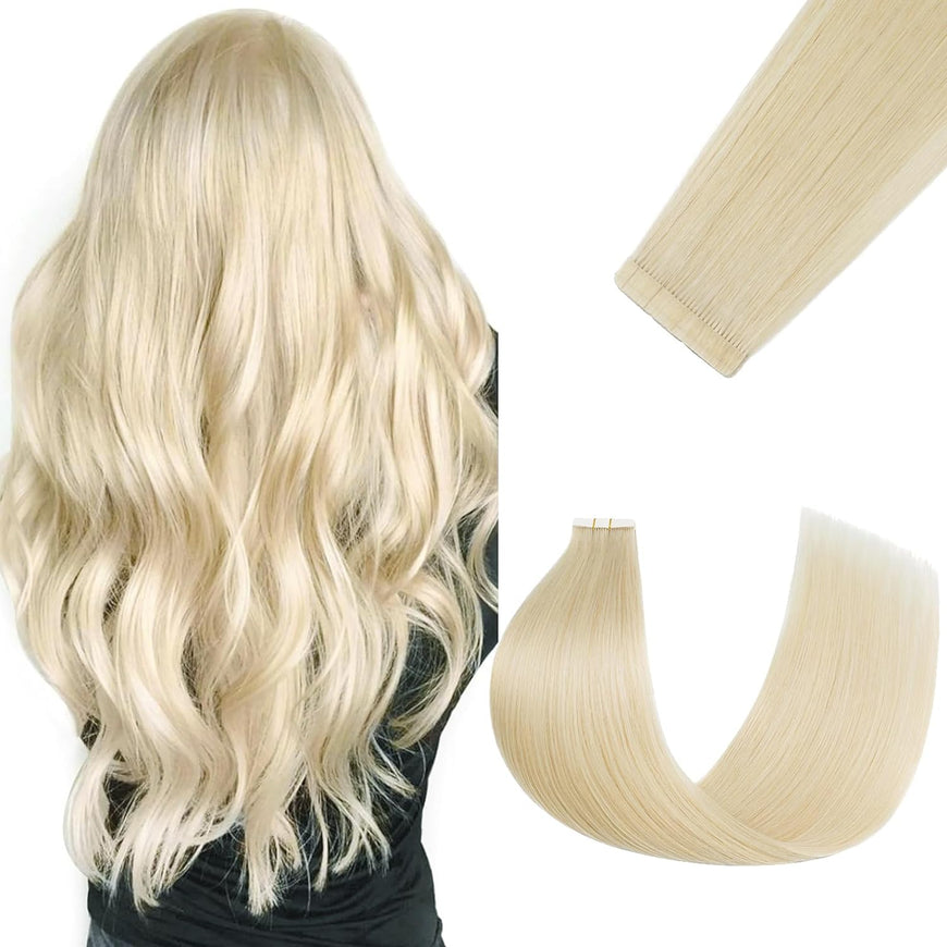 10A Blonde Straight Tape-In Hair Extension #613 16