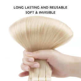 10A Blonde Straight Tape-In Hair Extension #613 18"